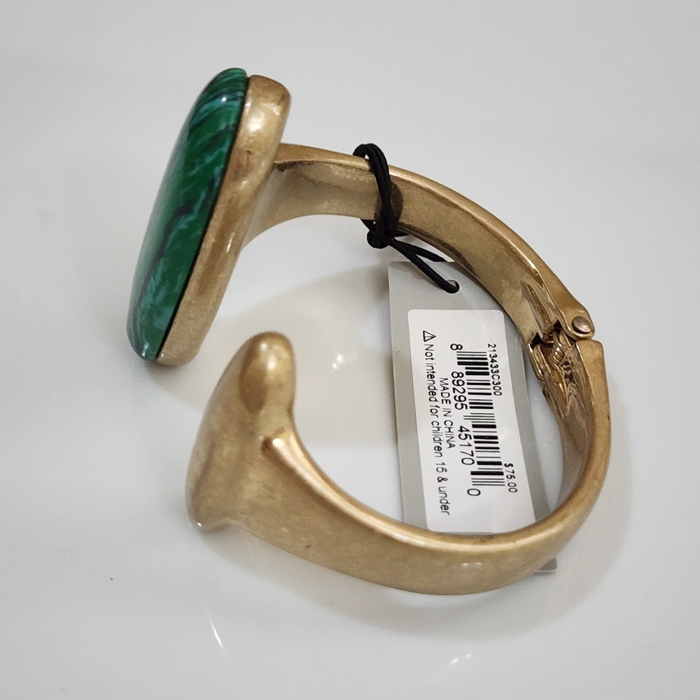 Robert Lee Morris  Gold Green Stone Bracelet Bangle Boho - Picture 5 of 7